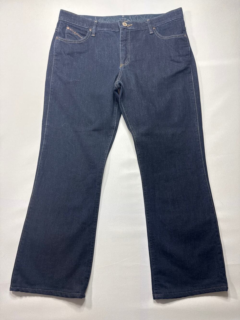 Wrangler Q-Baby Women's Dark Wash Bootcut Blue Jeans - Size 15/16x30 (36x28.5)